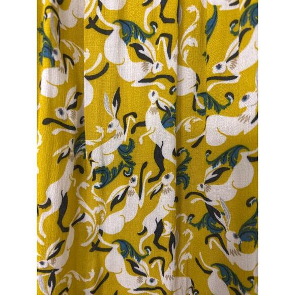 MAEVE By Anthropology Janie Hare Print Flouncy Ruffle Hem Crochet Trim Blouse 4 - Picture 10 of 16